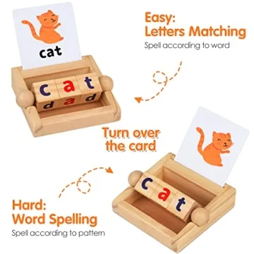 Montessori Wooden Reading Blocks for Toddlers Educational Toy