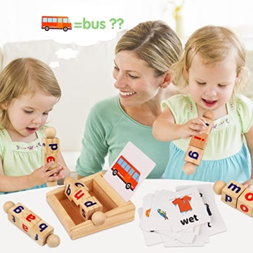 Montessori Wooden Reading Blocks for Toddlers Educational Toy