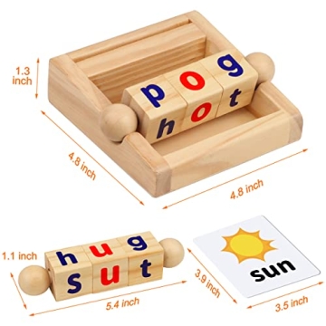Montessori Wooden Reading Blocks for Toddlers Educational Toy