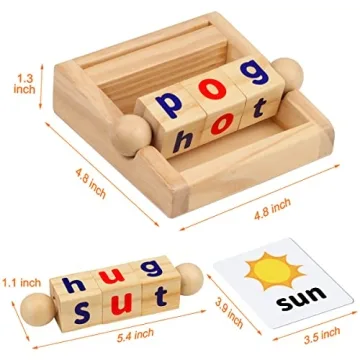 Montessori Wooden Reading Blocks for Toddlers Educational Toy