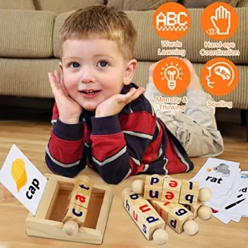 Montessori Wooden Reading Blocks for Toddlers Educational Toy