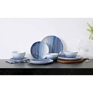 Artworld 12PC Melamine Dinnerware Set for Outdoor Dining