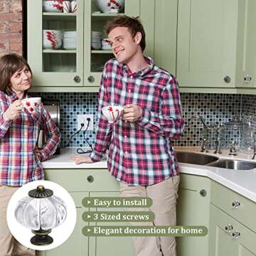 IEIK Acrylic Pumpkin Knobs, Clear Cabinet knobs Set of 10 Vintage Decorative Handles Pulls for Doors...