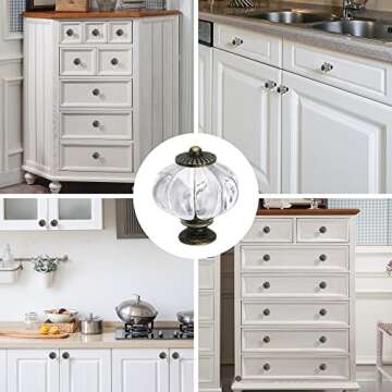 IEIK Acrylic Pumpkin Knobs, Clear Cabinet knobs Set of 10 Vintage Decorative Handles Pulls for Doors, Closet, Drawers, Dresser, Cupboard, Kitchen Furniture or Kids Room