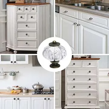 IEIK Acrylic Pumpkin Knobs, Clear Cabinet knobs Set of 10 Vintage Decorative Handles Pulls for Doors, Closet, Drawers, Dresser, Cupboard, Kitchen Furniture or Kids Room