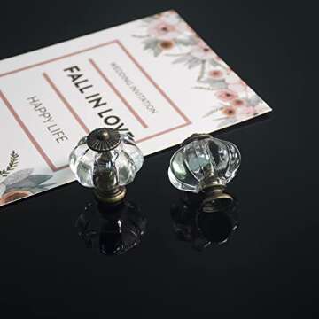 IEIK Acrylic Pumpkin Knobs, Clear Cabinet knobs Set of 10 Vintage Decorative Handles Pulls for Doors, Closet, Drawers, Dresser, Cupboard, Kitchen Furniture or Kids Room