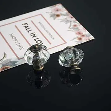 IEIK Acrylic Pumpkin Knobs, Clear Cabinet knobs Set of 10 Vintage Decorative Handles Pulls for Doors, Closet, Drawers, Dresser, Cupboard, Kitchen Furniture or Kids Room