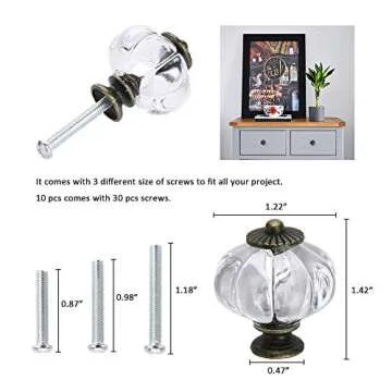 IEIK Acrylic Pumpkin Knobs, Clear Cabinet knobs Set of 10 Vintage Decorative Handles Pulls for Doors, Closet, Drawers, Dresser, Cupboard, Kitchen Furniture or Kids Room