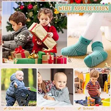 Eocom 6 Pairs Children's Winter Thick Warm Wool Socks Soft Kids Socks Random Color (1-3 Years, Stripe)
