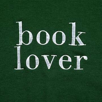 MOUSYA Book Lover Embroidered Sweatshirt Women Funny Reading Book Long Sleeve Shirt Casual Teacher Pullover Tops Green