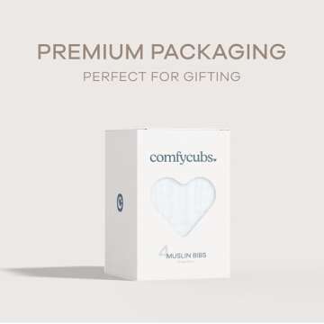 Comfy Cubs Muslin Bibs for Babies, (Pack of 8) - Soft and Highly Absorbent, Feeding, Drool and Teething Bib, Adjustable Snaps - Stylish & Colorful Unisex Designs, Giftable Set - (White)