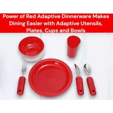 Essential Medical Supply Power of Red Adaptive Scoop Dish with Suction Cup Bottom and Rimmed Side fo...