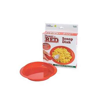 Essential Medical Supply Power of Red Adaptive Scoop Dish with Suction Cup Bottom and Rimmed Side for Easier Eating - Designed for Elderly and Senior Use Plus Handicapped, Dementia or Rehab