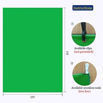 Green Screen Backdrop Fabric Photo Video Studio Polyester Wrinkle Free Washable and Softable Fabric Background for Movie, Photography Studio Streaming BV052 (7x5 ft/2.1x1.5m)