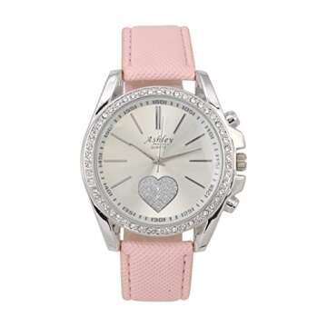 Ashley Princess Women's Easy Reader Colorful Watch Matching with Perfect Colorful Wallet which Holds Smartphone, Credit Cards, Cash & Change Organized - ST10038 Blush Beige