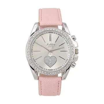 Ashley Princess Women's Easy Reader Colorful Watch Matching with Perfect Colorful Wallet which Holds Smartphone, Credit Cards, Cash & Change Organized - ST10038 Blush Beige