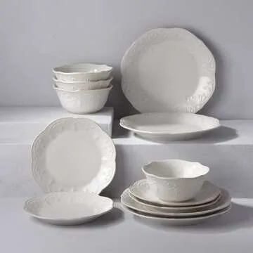 Lenox French Perle 12-Piece Dinnerware Set - Elegant Stoneware for All Occasions