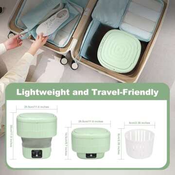 Mini Portable Washing Machine, 9L, 3 Modes, Blue Light Disinfection, Ideal for Underwear, Socks, Bab...