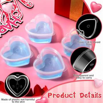 Layhit 100 Pcs Heart Shaped Storage Containers Plastic Mini Heart Box Clear Food Storage Containers ...