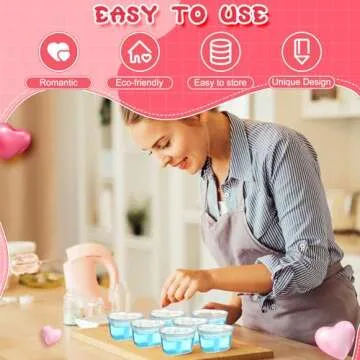 Layhit 100 Pcs Heart Shaped Storage Containers Plastic Mini Heart Box Clear Food Storage Containers with Lid Portion Cups for DIY Craft Liquid Foam Ball Soft Clay(1.7 oz)