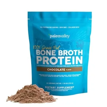 Paleovalley 100% Grass Fed Bone Broth Protein Powder - Chocolate - Rich in Collagen for Hair, Skin, ...