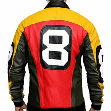 Premium Wears Men's 8 Ball Pool Bomber Leather Jacket - David Puddy Seinfeld Inspired Faux Leather