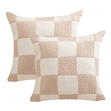 Soft Khaki Checkerboard Pillow Cover Set for Cozy Home