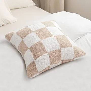 Soft Khaki Checkerboard Pillow Cover Set for Cozy Home