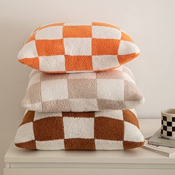 Soft Khaki Checkerboard Pillow Cover Set for Cozy Home