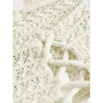 SOLY HUX Women's Stylish Crochet Halter Crop Top in Beige