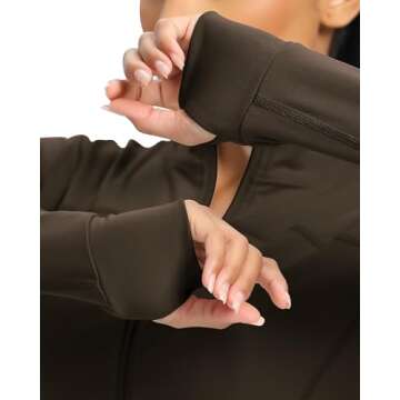 colorskin Women's Lightweight Zip Up Workout Jackets Yoga Cropped Running Gym Track Athletic Jacket with Thumb Holes(Roasted Brown,Medium)