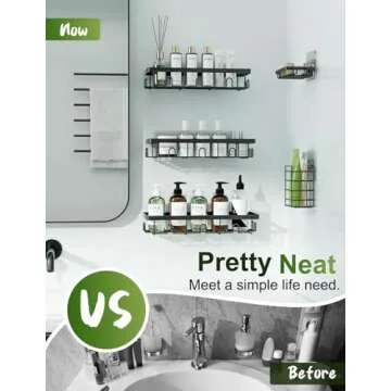 GVY Shower Caddy 5 Pack, Adhesive Shower Organizer Bathroom Shelves,Rustproof Bathroom Organizers and Storage for Home Decor, No Drilling Shower Shelves for Apartment Essentials