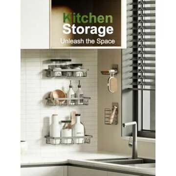 GVY Shower Caddy 5 Pack, Adhesive Shower Organizer Bathroom Shelves,Rustproof Bathroom Organizers and Storage for Home Decor, No Drilling Shower Shelves for Apartment Essentials