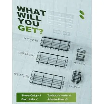 GVY Shower Caddy 5 Pack, Adhesive Shower Organizer Bathroom Shelves,Rustproof Bathroom Organizers and Storage for Home Decor, No Drilling Shower Shelves for Apartment Essentials