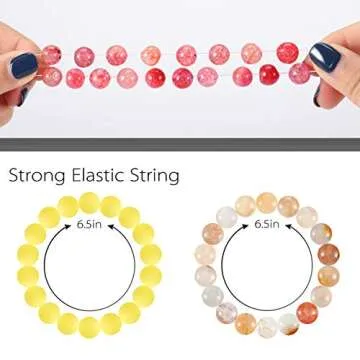 6 Pcs Lava Stone Bead Bracelet, Natural Gemstone Stretchy Bracelets- Aromatherapy Essential Oil Diffuser Healing Chakras Agate Crystal Elastic Lucky Bracelets Gifts for Women Gifts