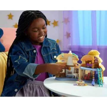 Mattel Disney Wish Micro Doll House Playset - Asha of Rosas Cottage with Asha Doll, Star Figure & 15+ Furniture & Accessories, Travel Toy