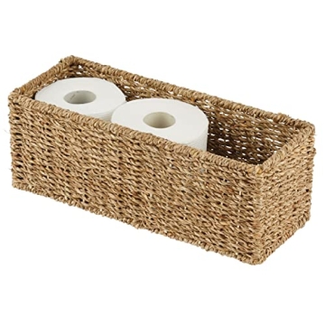 mDesign Seagrass Bathroom Roll Holder Organizer - 2 Pack