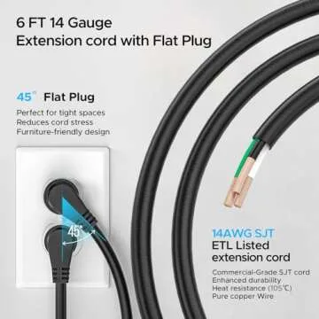 Mountable Long Power Strip, 2100 Joules Heavy Duty Surge Protector Power Strip, Slim Metal Power Bar with 6ft 14AWG Cord, 12-Outlet, ETL Listed,for Wall Mount, Under Desk, Garage, Workshop, and Office