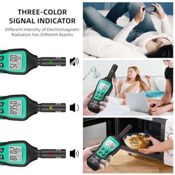 EMF Meter, EMF Detector, EMF Tester Digital LCD, Electromagnetic Radiation Detector for Outdoor, Home, Office, Ghost Hunting, Audible Alert, Indicator Lights