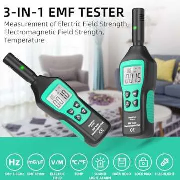 EMF Meter, EMF Detector, EMF Tester Digital LCD, Electromagnetic Radiation Detector for Outdoor, Home, Office, Ghost Hunting, Audible Alert, Indicator Lights