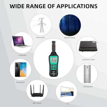 EMF Meter, EMF Detector, EMF Tester Digital LCD, Electromagnetic Radiation Detector for Outdoor, Home, Office, Ghost Hunting, Audible Alert, Indicator Lights