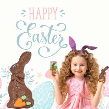 Fruidles Large Easter Chocolate Bunny Holiday Treats, Decorated Solid Smooth Milk Chocolate, Party B...