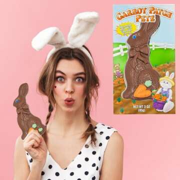 Fruidles Large Easter Chocolate Bunny Holiday Treats, Decorated Solid Smooth Milk Chocolate, Party Bag Fillers, Individually Boxed, Kosher Certified Dairy, 3oz (Pack of 2)