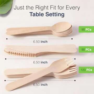 Eco-Friendly Wooden Cutlery Set - 300 Disposable Utensils