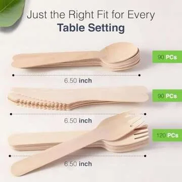 Eco-Friendly Wooden Cutlery Set - 300 Disposable Utensils