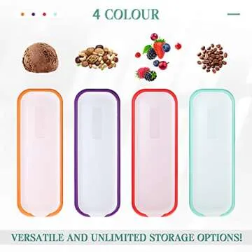 Nuenen 4 Pcs Reusable Ice Cream Containers with Lids and a Scoop 1.5 Quarts Plastic Rectangle Dessert Storage Tubs Homemade Ice Cream Storage Containers for Freezer Kitchen Refrigerator (Cute Colors)