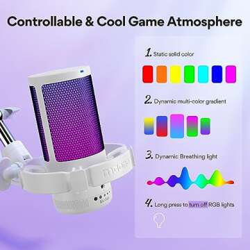 MAONO USB Gaming Microphone with Noise Cancellation, Computer PC Condenser Mic with RGB Light, Mute, Gain, Monitoring for Streaming, Podcast, YouTube, Twitch, Discord, PS5/4, GamerWave DGM20S