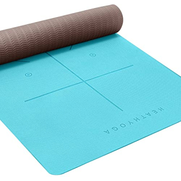 Heathyoga Eco Friendly Non Slip Yoga Mat - Body Alignment System, SGS Certified, Textured Surface & ...