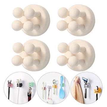 iBetterLife Self-adhesive Silicone Hook Holders - 4Pcs Mounted to Wall for Clipping Hanging Toothbru...