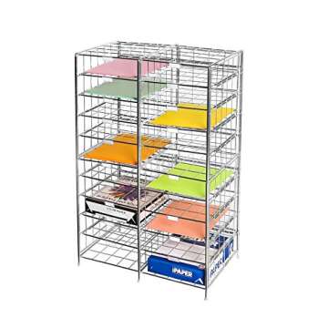Seville Classics Stacking Slot Desktop and Mailroom Letter File Literature, 10 Tray Organizer, Silver